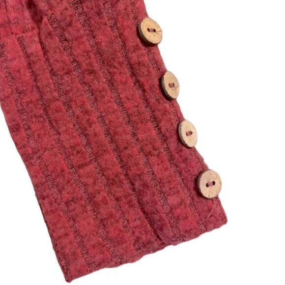 Women’s Soft Red Ribbed Long Sleeve Blouse - Picture 3 of 5